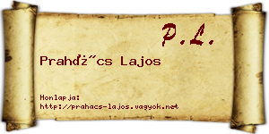 Prahács Lajos névjegykártya